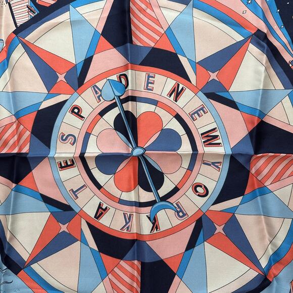 Kate Spade New York Silk Bandana Scarf Nautical Compass Rose Coastal Square 20" - Picture 2 of 5